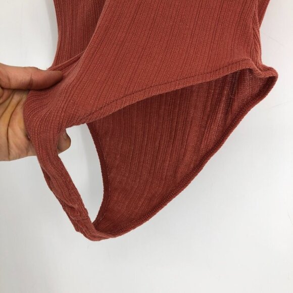 Pull & Bear Rust Orange Brown Halter Ring Bodysuit size S - Picture 7 of 15